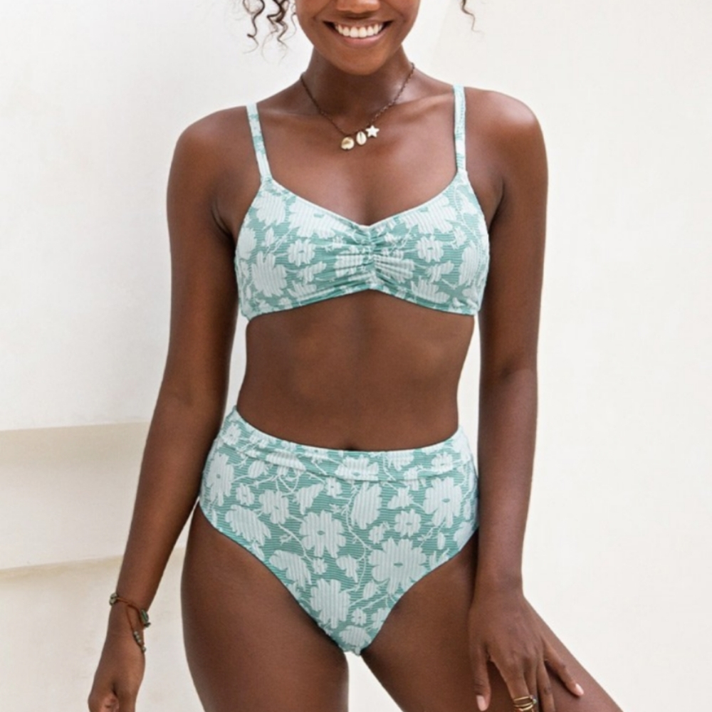 Siena Floral Ruched High Waisted Bikini
